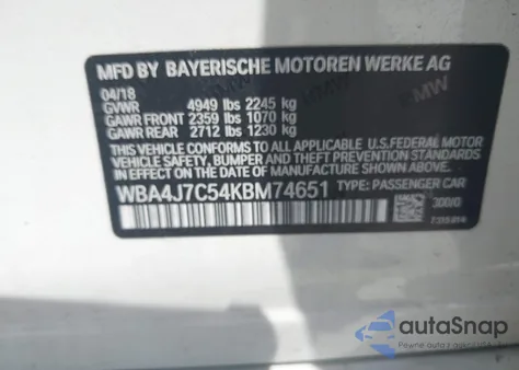 2019 BMW 440I Gran Coupe xDrive из США, поврежденный, VIN WBA4J7C54KBM74651